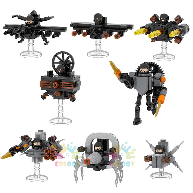 

Kids Toys Anime Building Blocks Toilet Monitor TV Man Mini Action Figures Transparent Display Rack Toys For Kids Birthday Gifts
