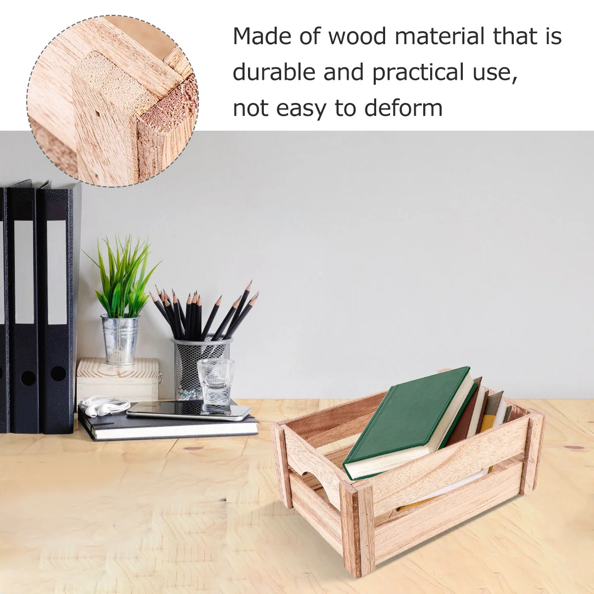 1pc Wood Storage Case Storage Container Desk Organizer for Home Office Random Color box wood display box