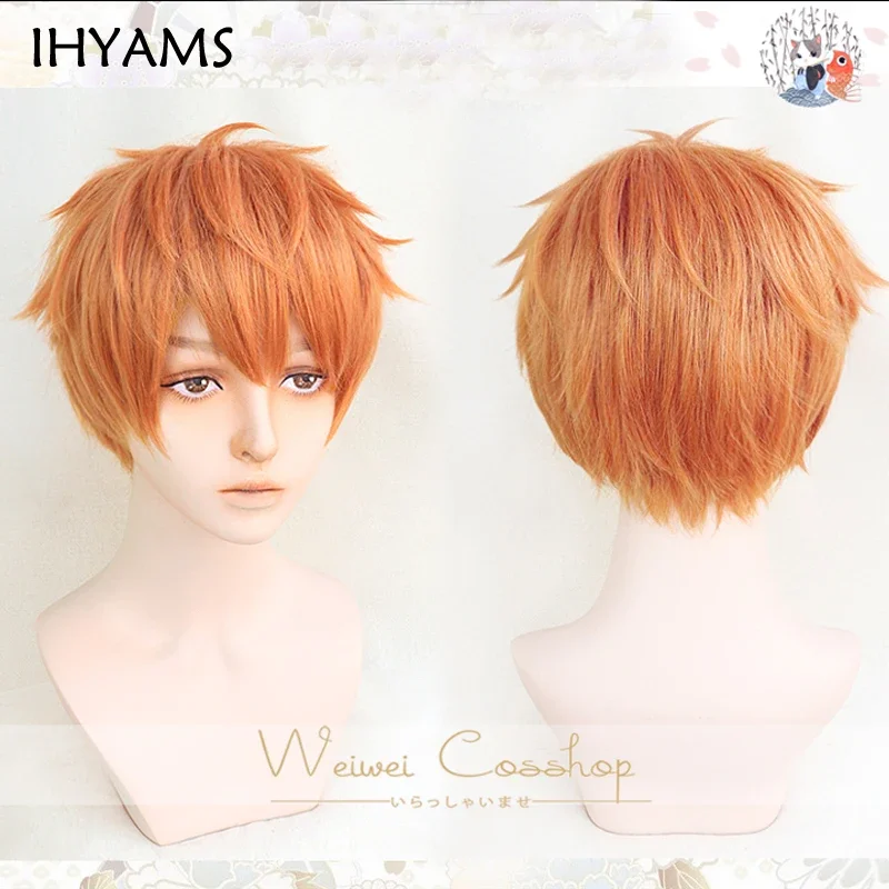 Division Rap Battle Hypnosis MIC Busujima Meison Riou Orange Wig Cosplay Wigs Short Fluffy Layered Anime Wigs   Wig Cap