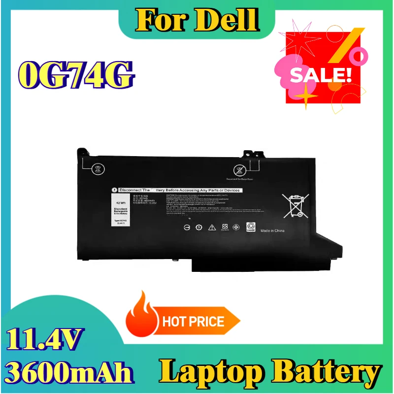 

0G74G Аккумулятор для ноутбука 11,4 В 3600 мАч для Dell Latitude 13 E7280 E7380 E7480 7390 7290 12 7000 7280 7480 Совершенно новый, высокое качество