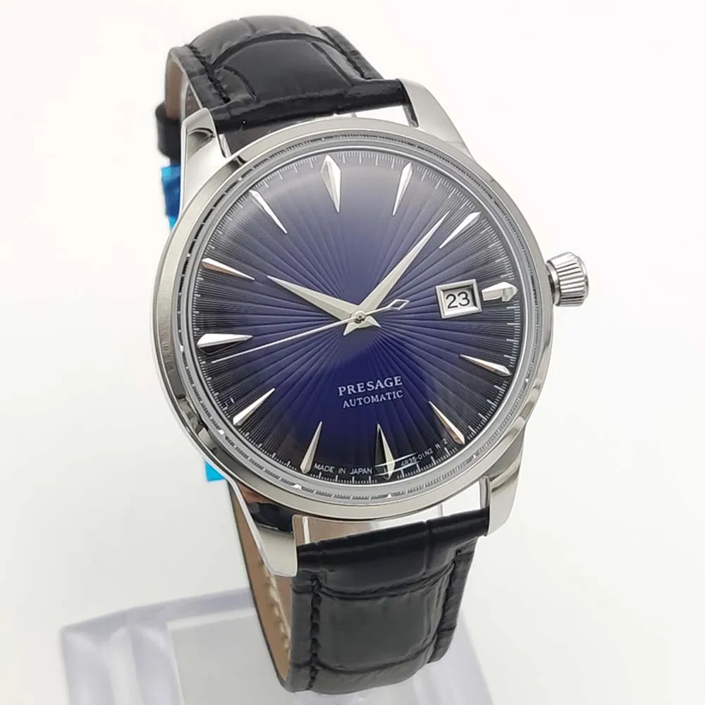 ساعة ميكانيكية أوتوماتيكية دائرية كلاسيكية للرجال، عيار NH35، هيكل 40 ملم، حزام جلدي مريح، ساعة رجالية