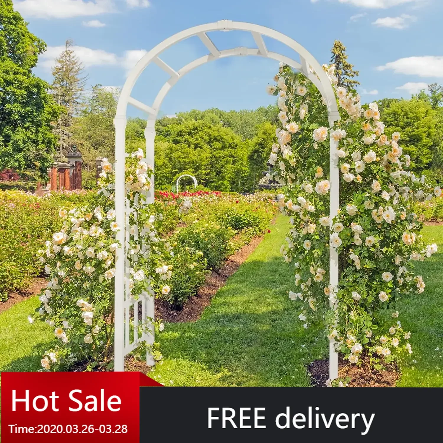 Vinyl Garden Arbor, PVC Wedding Arch for Ceremony Party, Garden Trellis for Climbing Plants Outdoor, Arch Backdrop Stand