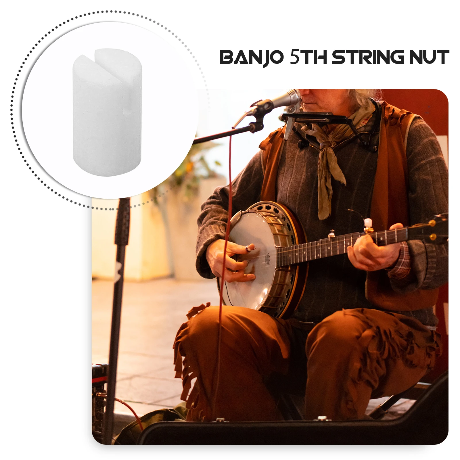 

4Pcs Banjo 5th String Nut Ox Bone Material Strong Resonance Excellent Sound Quality Replacement Nuts for Players Enthusiasts