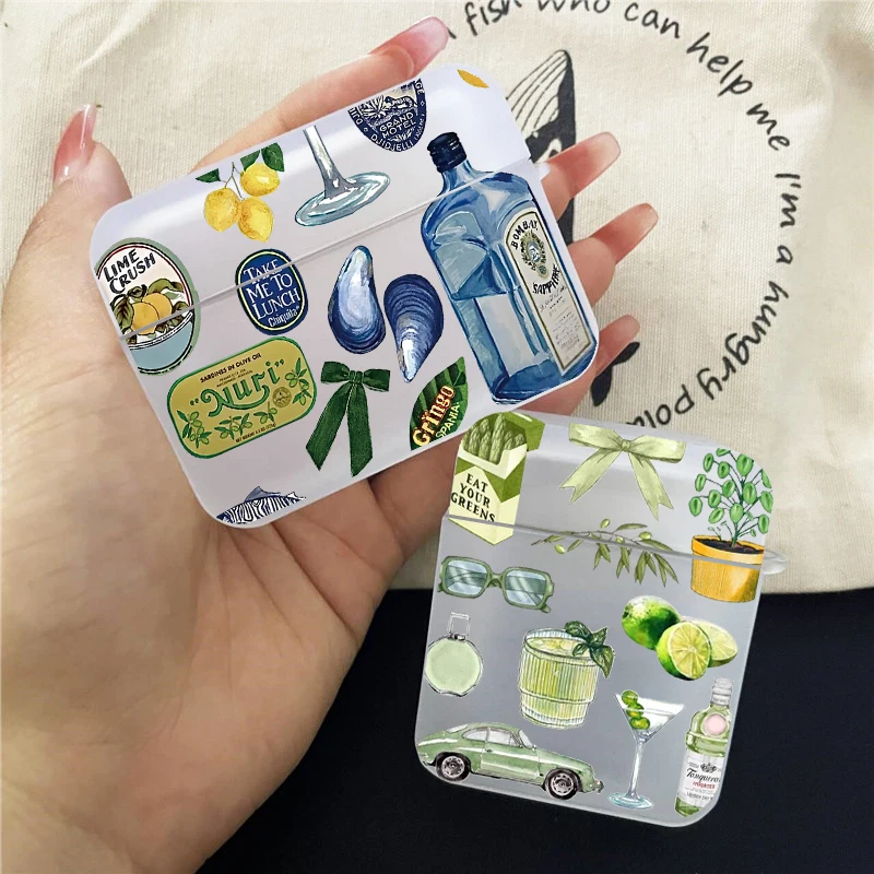 

Seaside Scenery Wine Lemon Earphone Case for Airpods 4th 3rd 2 Pro Transparent Cover for Airpod 3 1 Protective Accessorie Shell
