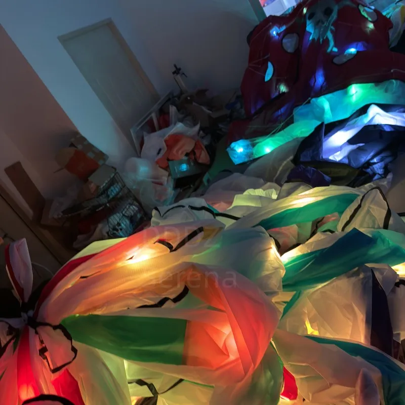 DDDZ 20m LED pirata pulpo noche volando cometa Ripstop tela de nailon línea colgante de lavandería grande suave inflable gran espectáculo cometa