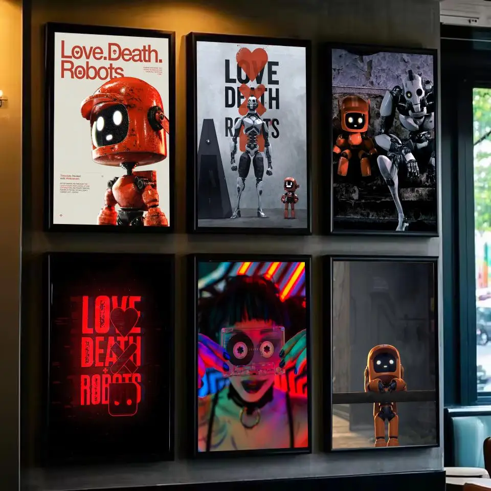18+ كارتون L-Love Death RobotsS ملصق لغرفة المعيشة وغرفة النوم والبار جدار الفن يطبع ورقة ملصق الديكور الهدايا