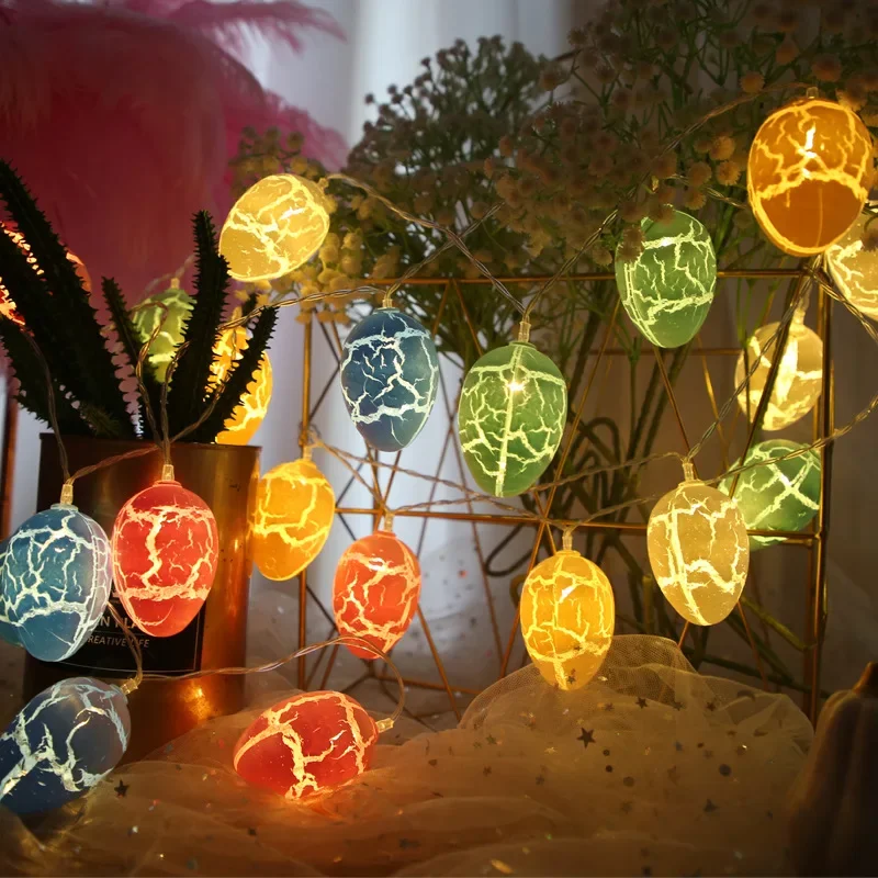 1.5m 10led Easter Colorful Crack Eggs Led Light String Egg Easter Parti 2025 Spring Festival Happy Easter Day Decor For Home