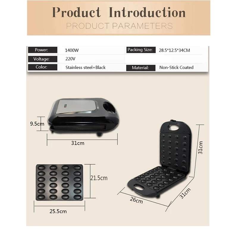 Mini Nut Waffle Electric Walnut Cake Maker Automatic Bread Baking Machine Bakeware Sandwich Iron Toaster Breakfast Pan Oven