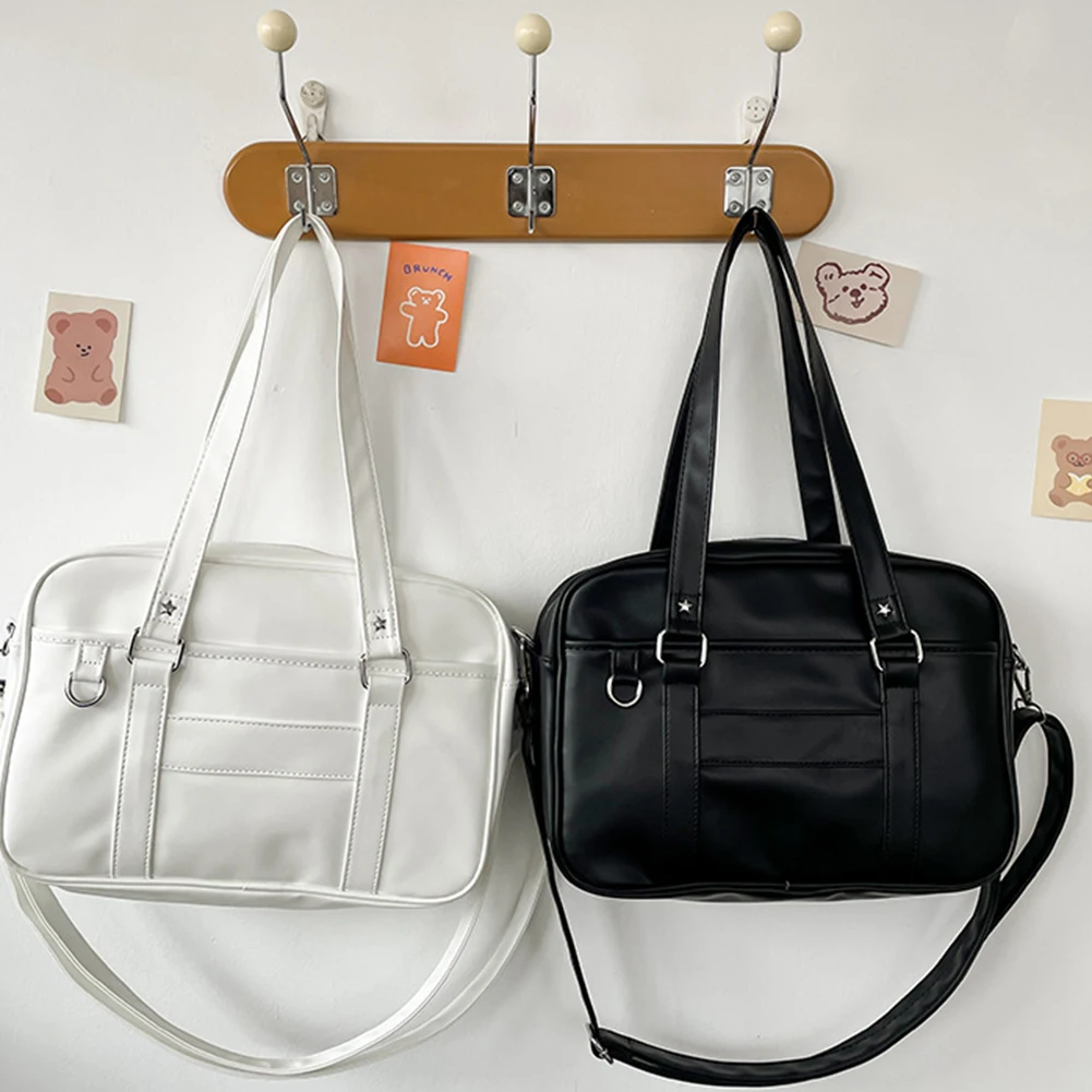 

Japanese School Handbag PU Leather JK Uniform Bag with Zipper Closure Kawaii Shoulder Bag Underarm Bag Messenger Bag for Women