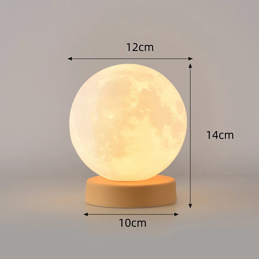 3D Moon Lamp Bedside Table Lamp USB Rechargeable Night Light With Stand Portable Dimmable LED Desk Light For Living Room Bedroom