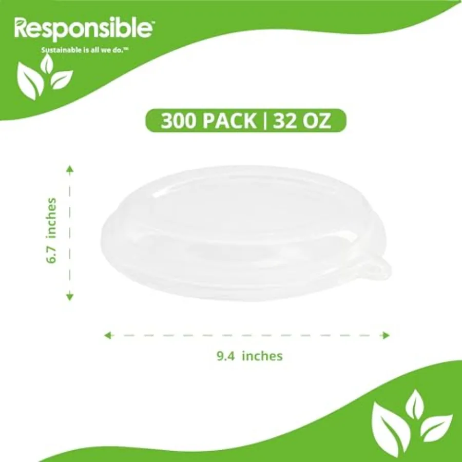 Oval Bowls I Burrito Bowl Lids I Extra Strength I NO-PFAS 300 Count