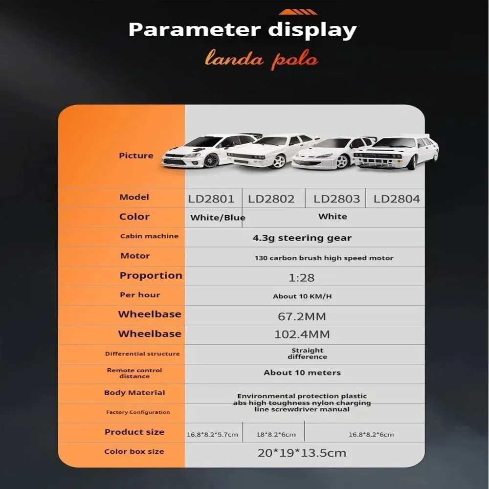 

LDRC LD2801 LD2802 LD2803 LD2804 1/28 4WD RC Drift Car Proportional Steering LED Headlights 2.4G Toys For Kids