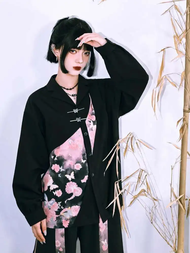 جديد النمط الصيني النمط الوطني هان عناصر زر يصل قميص المرأة الحلو كول طويل الأكمام ربيع الخريف فضفاضة مريحة