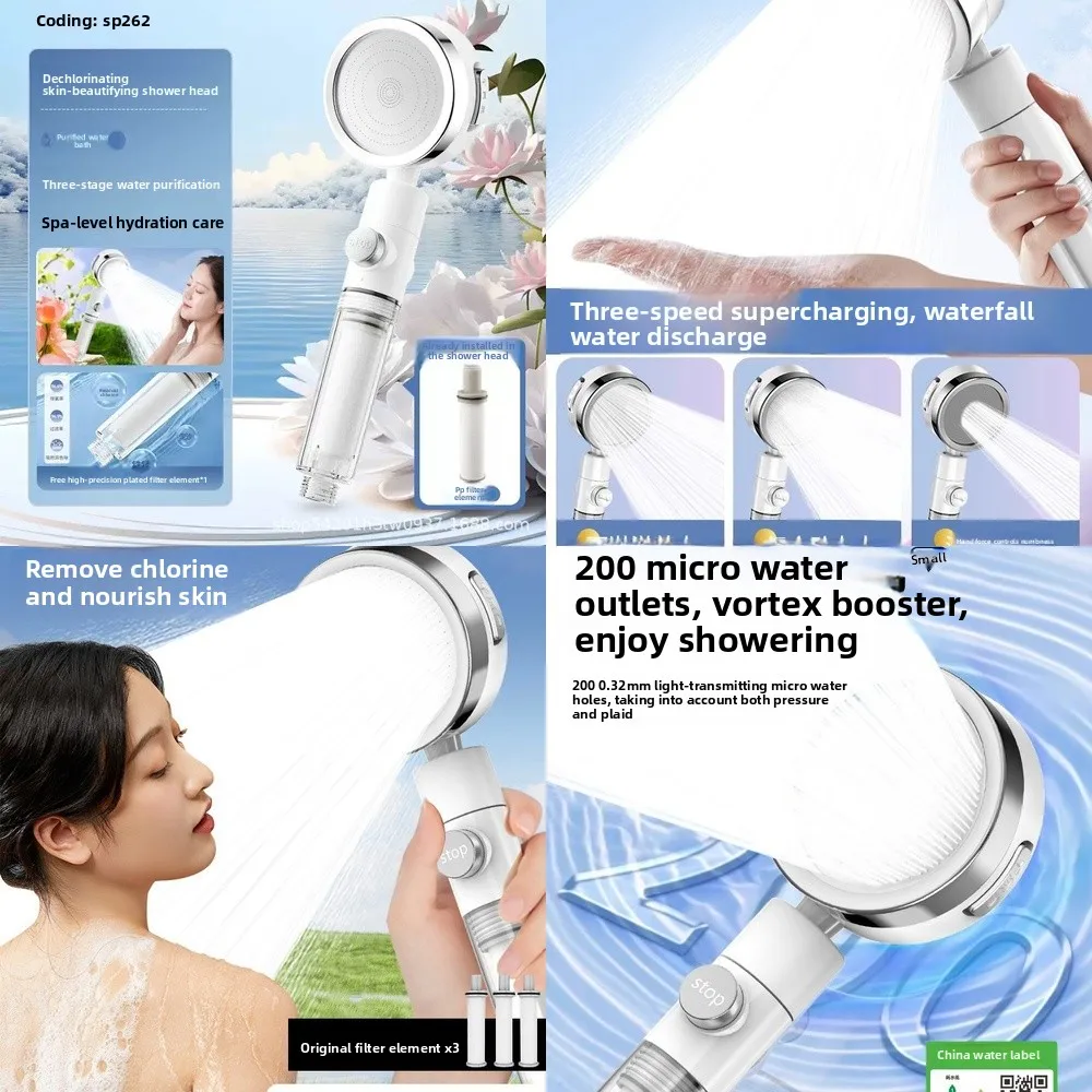 

Душевая лейка высокого давления с фильтром для дома и ванной комнаты, большой поток воды, экономия воды, дождевой душ, безопасный для кожи