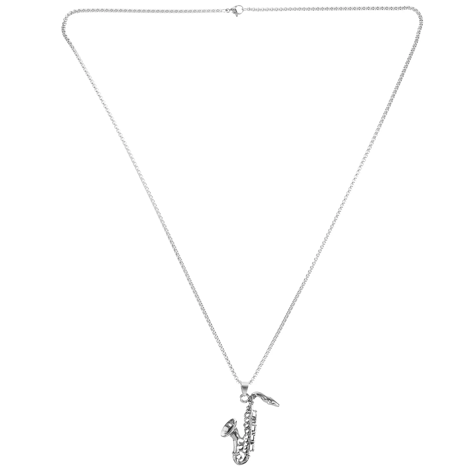 Saxophone Pendant Necklace Charm for Women Hip Hop Stainless Steel Miss