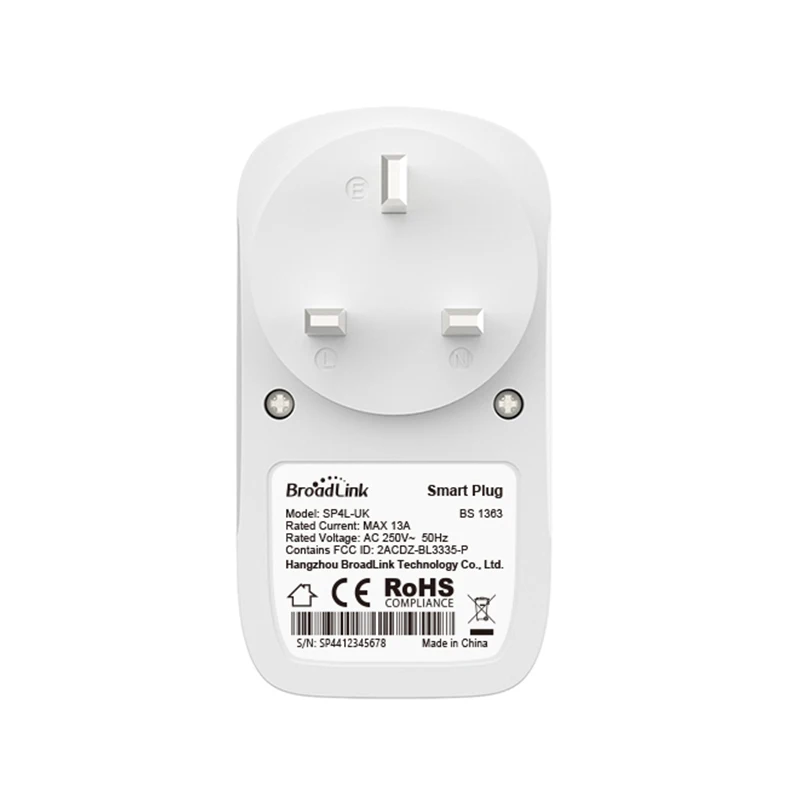 Broadlink SP4L UK Smart Wi-Fi Plug, 13A Timer Outlet with Dimmable Night Light, Works with Alexa, Google Assistant, IFTTT