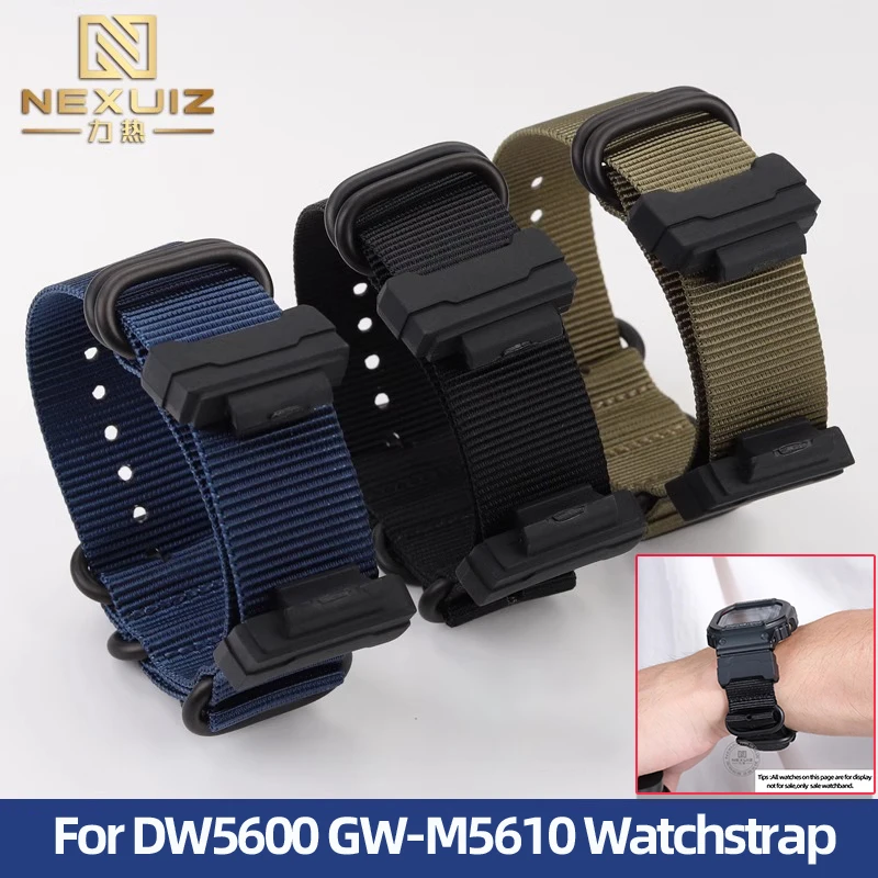 Watch Accessories For CASIO DW5600/GW-B5600/GMW5610 Modification Trend Watchband Black Blue Orange 16mm Nylon Canvas WatchStrap