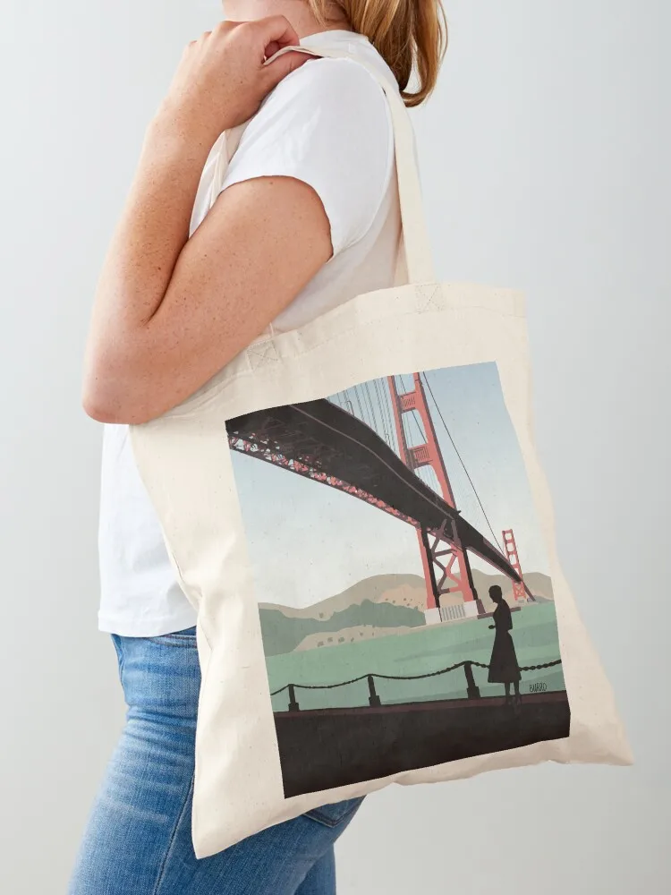 Vertigo Golden Bridge Illustration by Burroi Tote Bag tote bags aesthetic Canvas screen Canvas