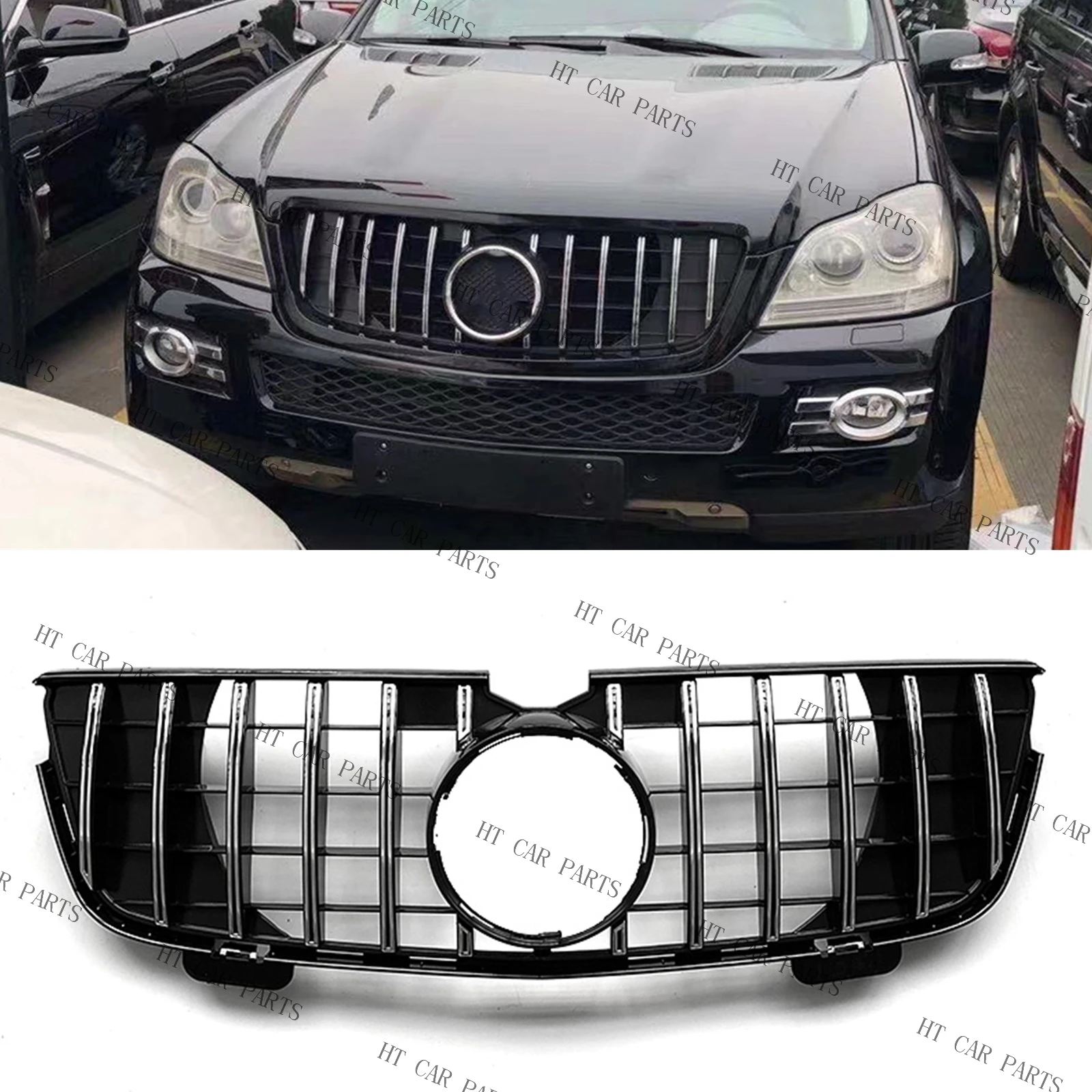 

For Mercedes-Benz GL-Class X164 2007-2012 GL450 2010-2012 GL350 1 PCS Silver GT Style Front Bumper Grille