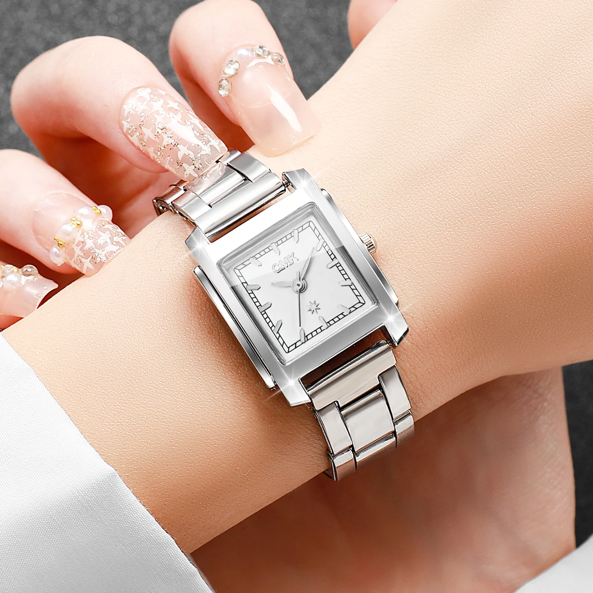 Fashion Square Women Watches Alloy Strap Ladies Quartz Wristwatch Girls Clock Reloj Mujer (Without Box)
