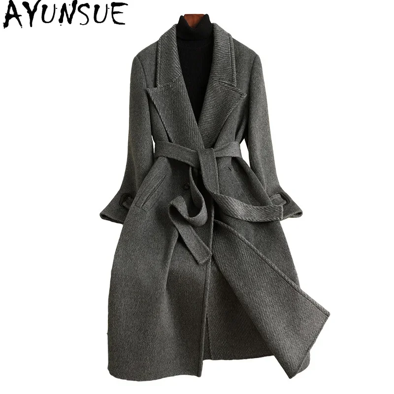 AYUNSUE Fashion Korean 80% Wool Coat Woman Fall Clothes Women 2024 Double Side Woolen Long Coats New in Outerwears Пальто Женско