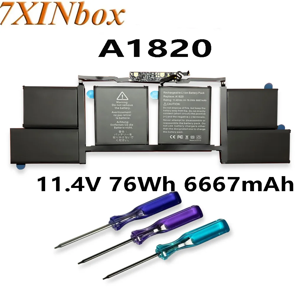 7XINbox A1820 11.4V 76Wh 6667mAh Laptop Battery For Macbook Pro 15