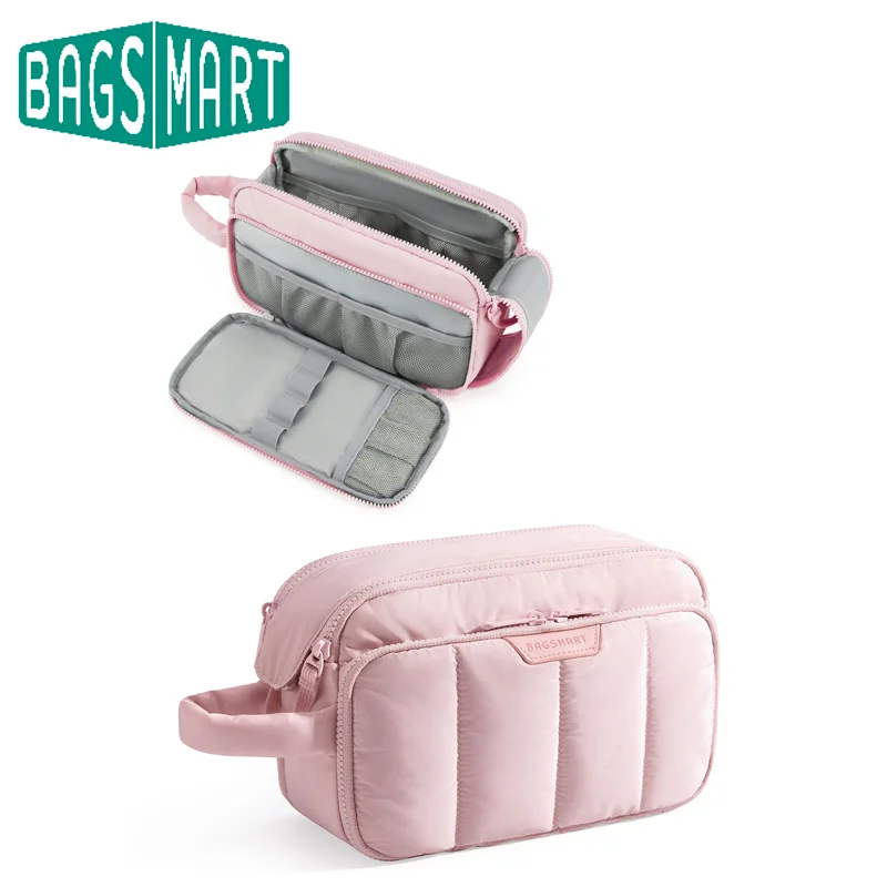 

BAGSMART дорожная косметичка, косметический органайзер, чехол для путешествий, туалетные принадлежности, аксессуары, бутылки, кисти