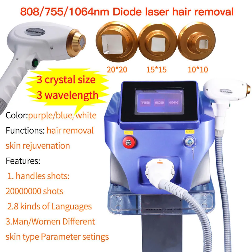 

808nm Diode Laser Hair Removal Machine 3 Wavelengths Crush Hair Follicles Laser Epilator Permanent Hair Removal Beauty Device