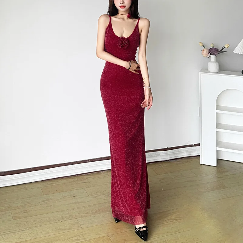 

Women's Camisole Dress, Floral Slim-Fit Dress, Sequin Dress, Vintage 2025
