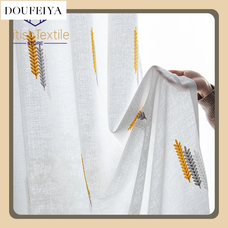 

Fashion Modern Nordic Curtains for Living Room Bedroom Light White Tulle Curtain Screen Custom Window Blackout Custom Size