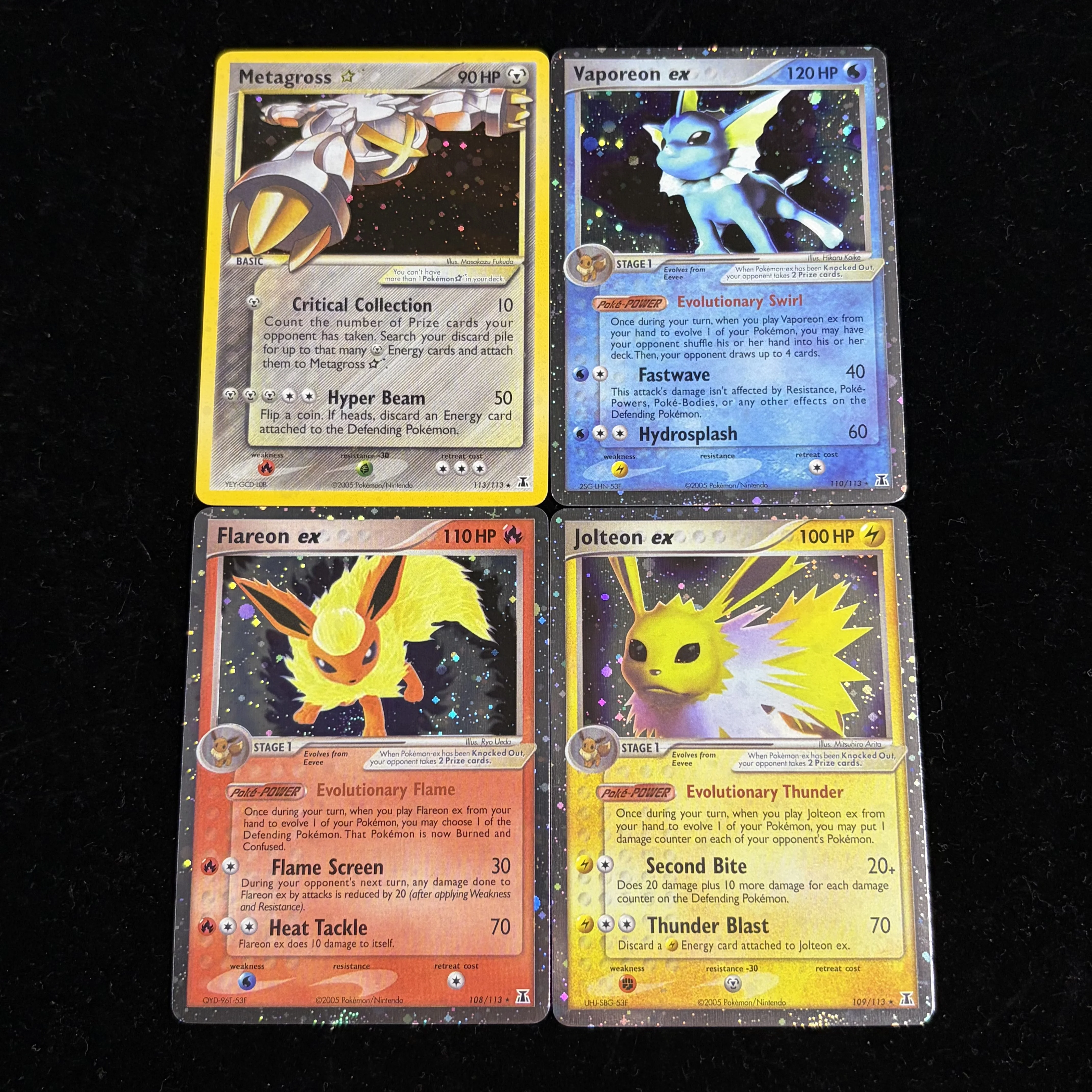 cartes-de-jeu-a-collectionner-ptcg-ex-2005-serie-delta-holo-metagross-gold-star-vaporeon-flareon-jolteon-cartes-de-jeu-vintage-rares