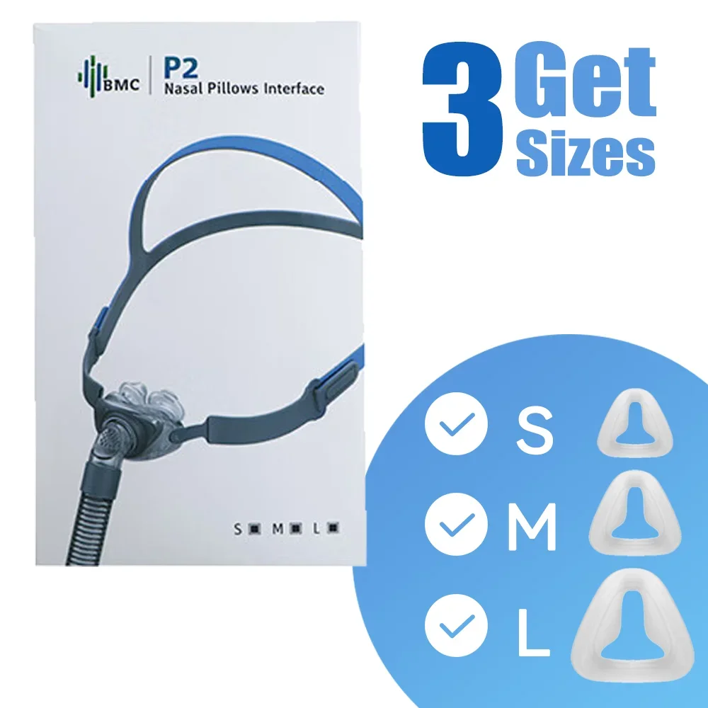 BMC PM2 Nasal Pillow CPAP Mask 360° Front Hose S/M/L 3-in-1 Compatible with CPAP/BiPAP Machine for Better Sleep Comfort