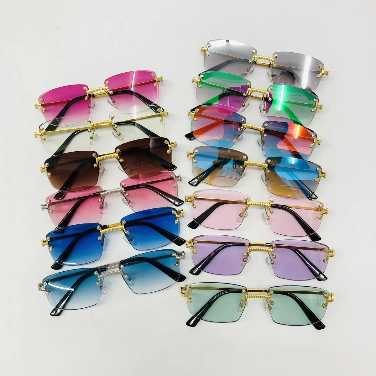 HBK Square Rimless Sunglasses Women TOP Quality Retro Metal Sun Glasses Men Luxury Party Business Gradient Shades 2024 - Image 5