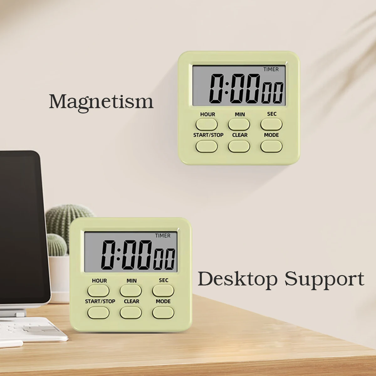 Magnetic Digital Kitchen Timer 24H LCD Display