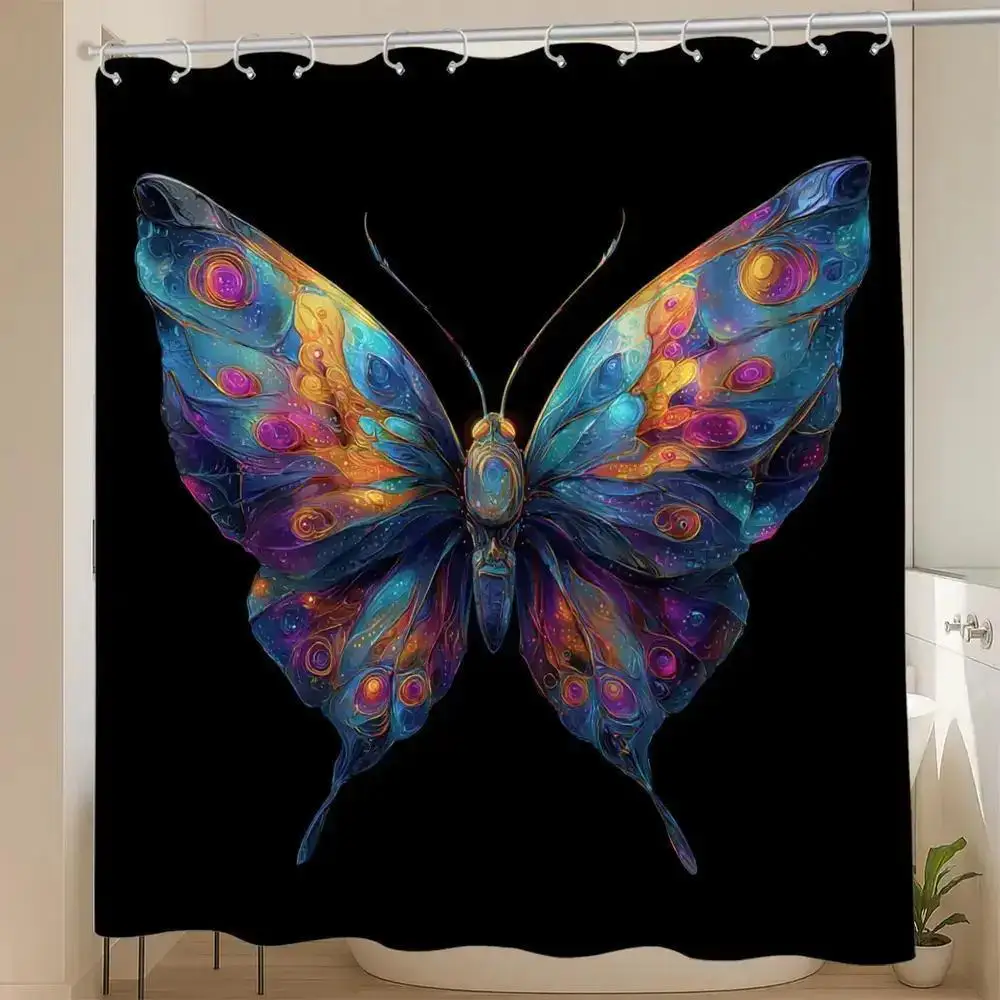 

High Quality Polyester Butterfly Shower Curtain Waterproof Bath Curtain Decorative Home Decor Psychedelic Art Accessories for Ba