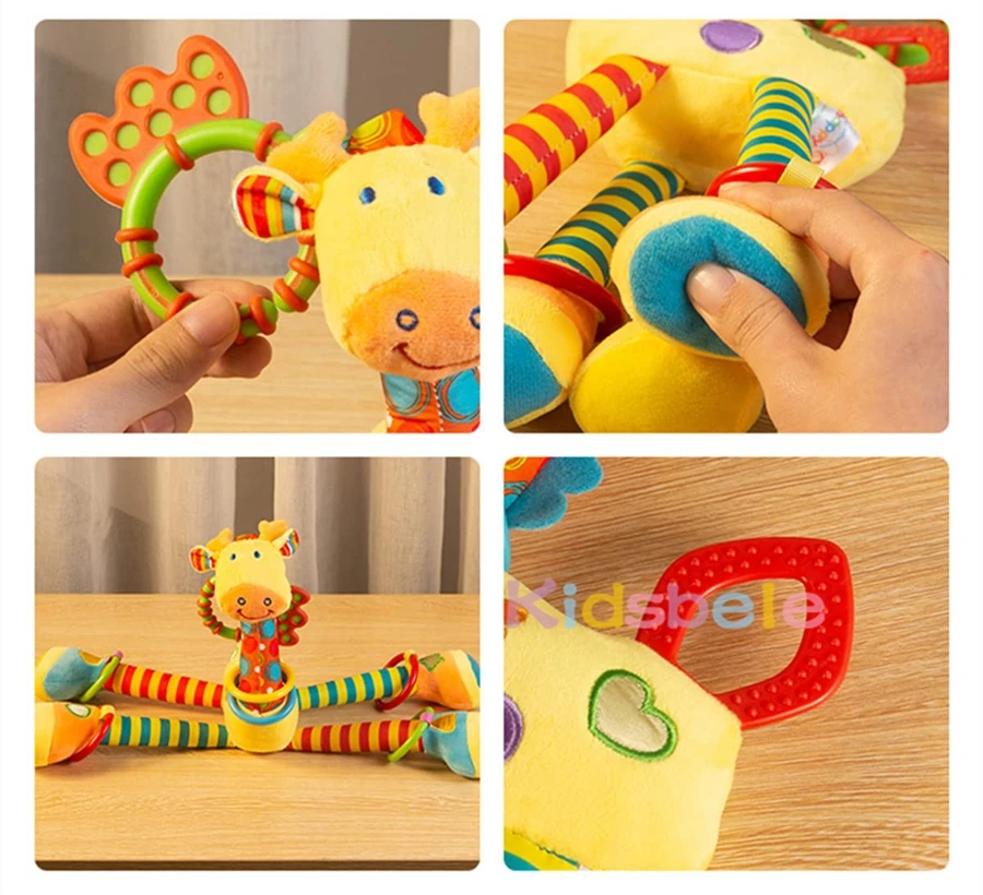 Plüsch-Giraffen-Autospielzeug für Kleinkinder – leuchtende Farben und Jingle-Sound, perfekter Reisebegleiter für Babyspielzeit