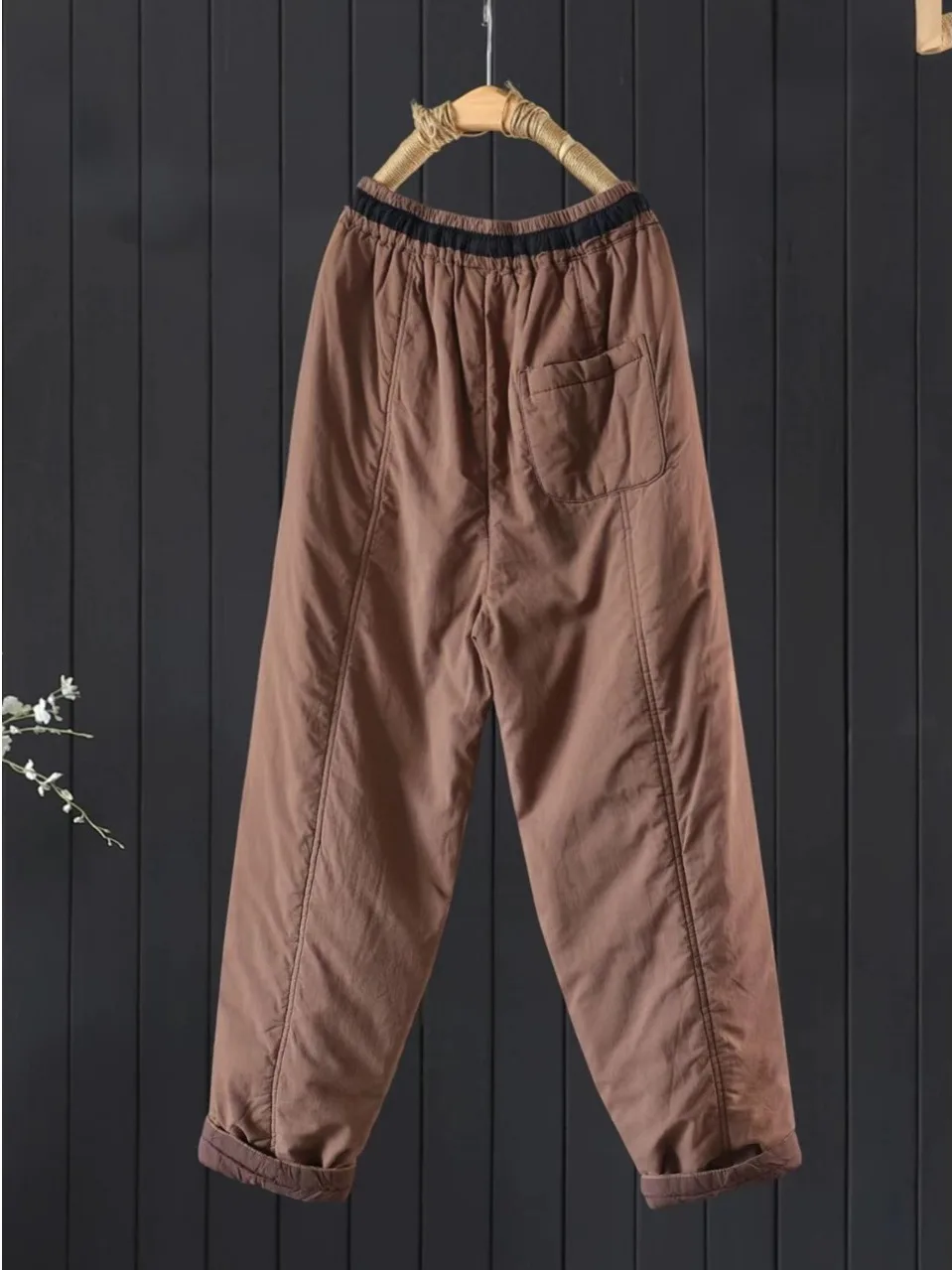 Pantalon d'hiver en coton pour femme, Harlan Sle, ample, Long, avec ceinture, couleur Pure artistique, Bootcut