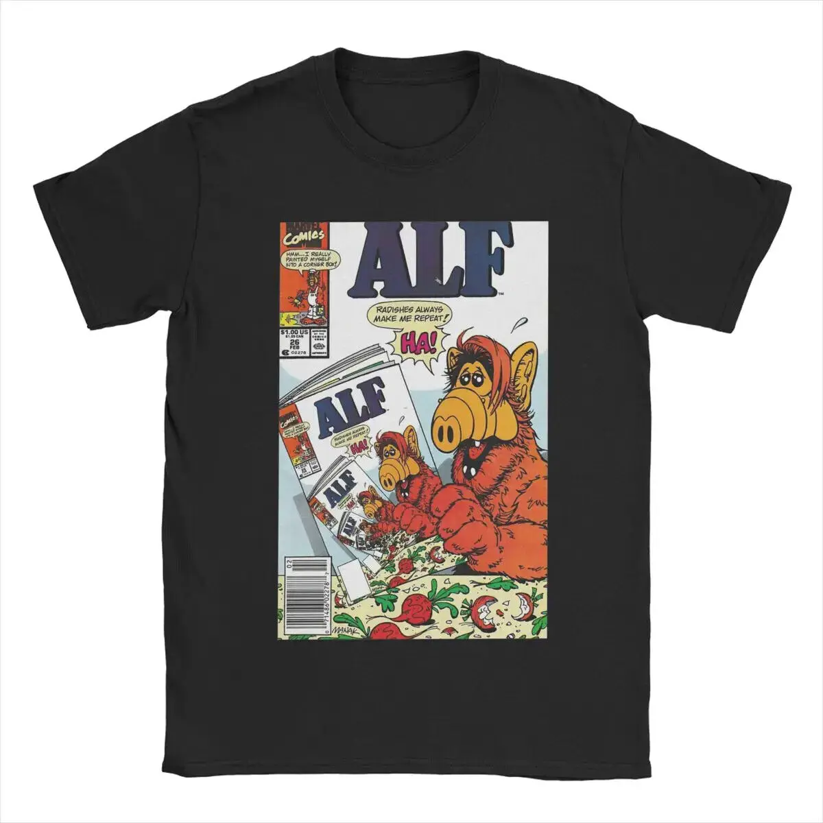 Men's T-Shirts Alf 1988 Comic Book Cover Creative Cotton Tees Short Sleeve T Shi