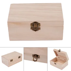 4 Sizes Plain Wooden Storage Box With Lid Square Craft Gift Boxes For Home Supply Storage Decoration For Small Sundries