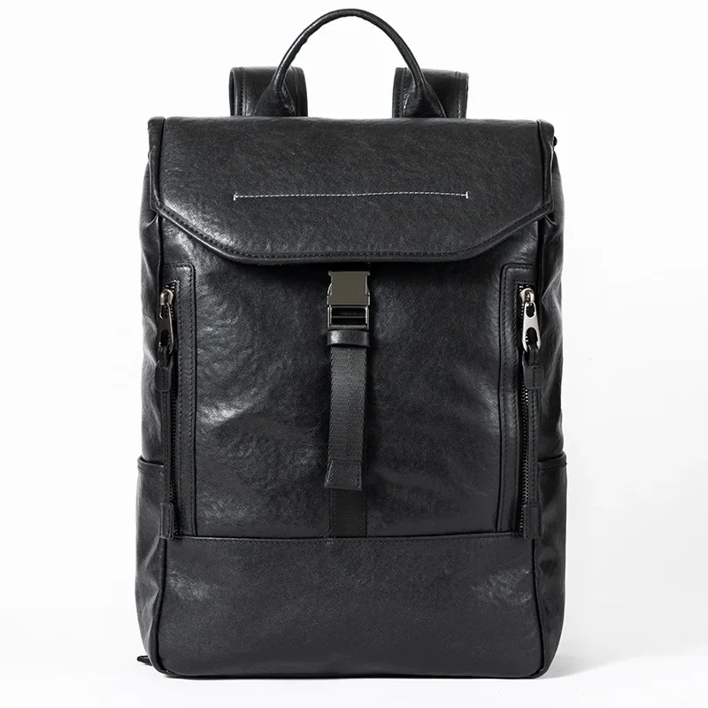 2022 New Brand Genuine Leather Men Backpacks Fashion Real Natural Leather Student Backpack Boy Luxury Computer Laptop Bag