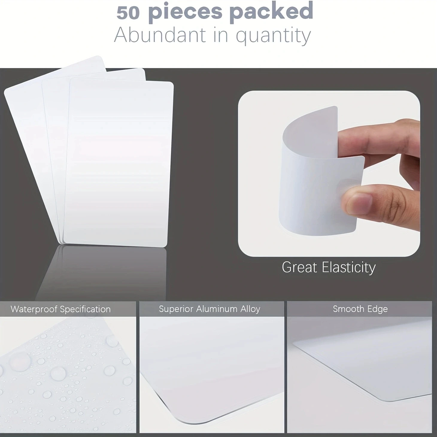 50Pcs Double-Sided Sublimation Metal White Business Cards Blank 0.22mm Thickness Aluminum Printable Name Card for Custom DIY