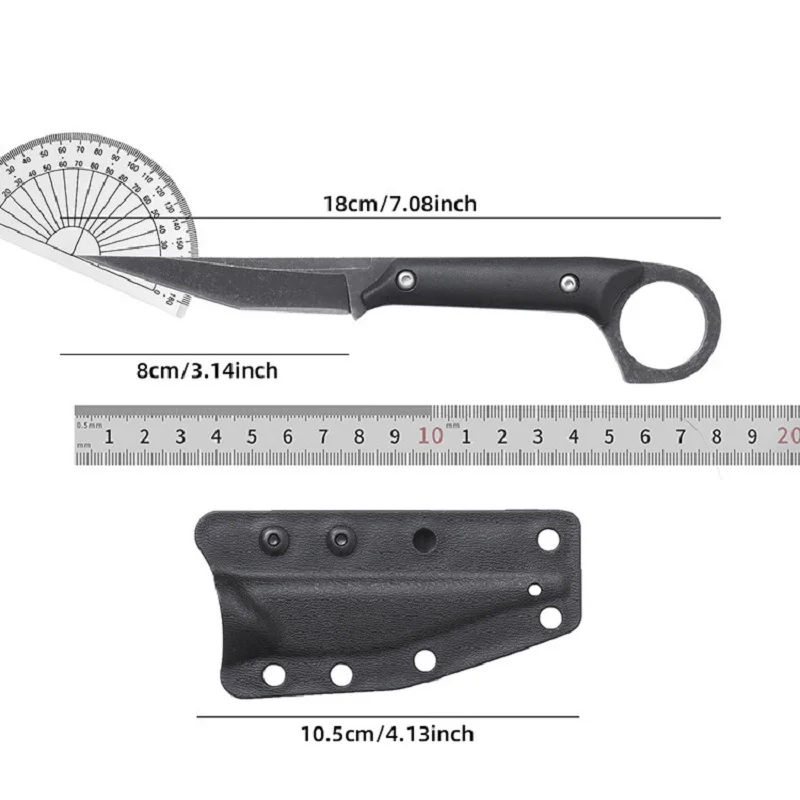 1pc，Outdoor camping straight knife, portable jungle exploration knife, mountaineering knife, self-defense knife hunting knife