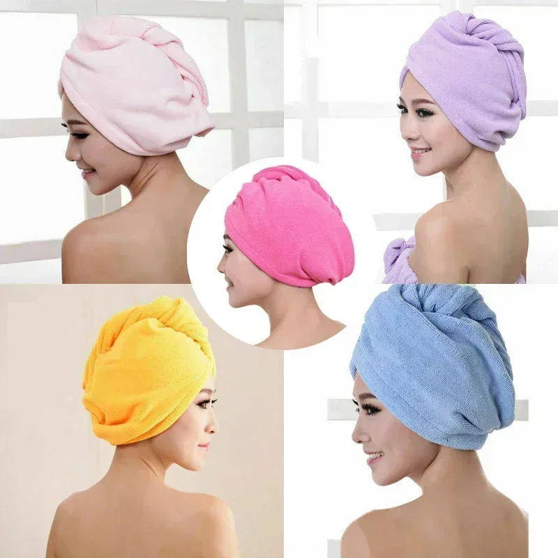 

Quick-dry Hair Towel Women Long Hair Drying Hat Shower Bath Cap Hat Microfiber Solid Towel Cap Super Absorption Drying Turban