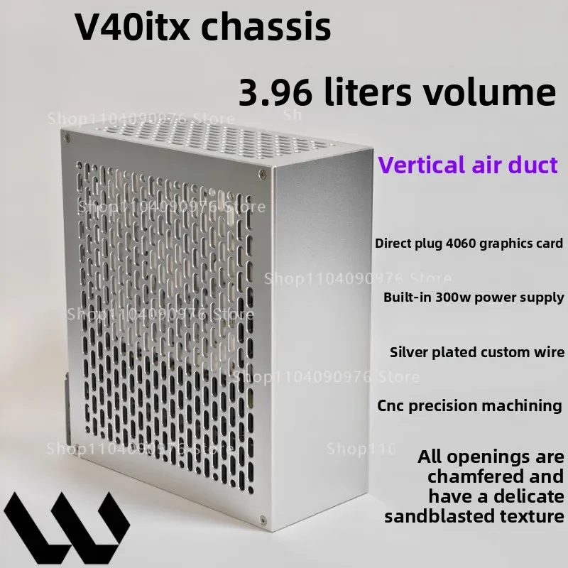 V40 chassis, directly plugged into the half-height knife card 4060 graphics card itx chassis, built-in 300 watts power supply
