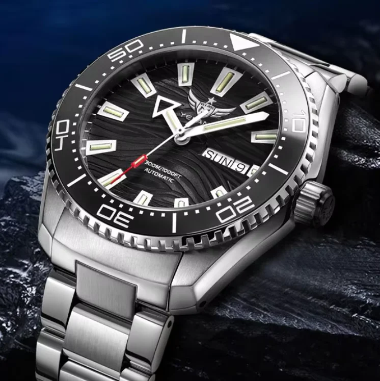 YELANG Men Automatic Watch 43.8mm Mechanical Wristwatch Diver 30ATM Luminos Sapphire Mirror SW200 Ceramic Bezel Antimagnetic