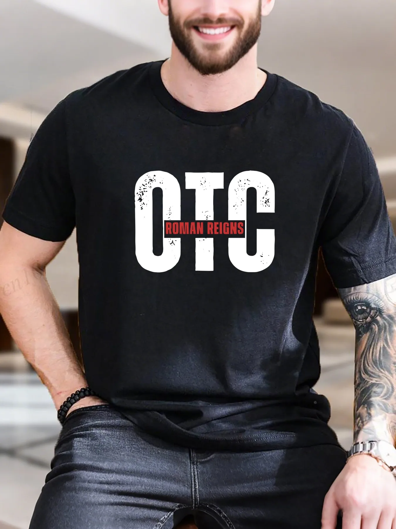 

Men's Printed Short Sleeve T-Shirt - Soft Pure Cotton, Trendy Clock &'Ok' Graphic Design, Breathable & Comfortable Casual Tee