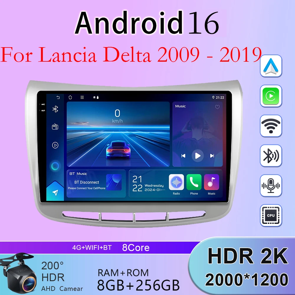Carplay For Lancia Delta 2009 2010 2011 2012 2013 2014 2015- 2019 Android 16 Car Radio Multimedia Video Player GPS Radio 5G WiFi