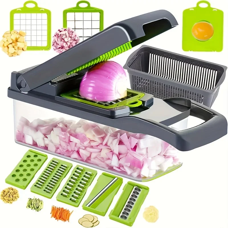 Multifunctional Vegetable Chopper Handle Food Grate Food Chopper Vegetable Slicer Dicer Cut 16 in 1 Kitchen Items Cocina