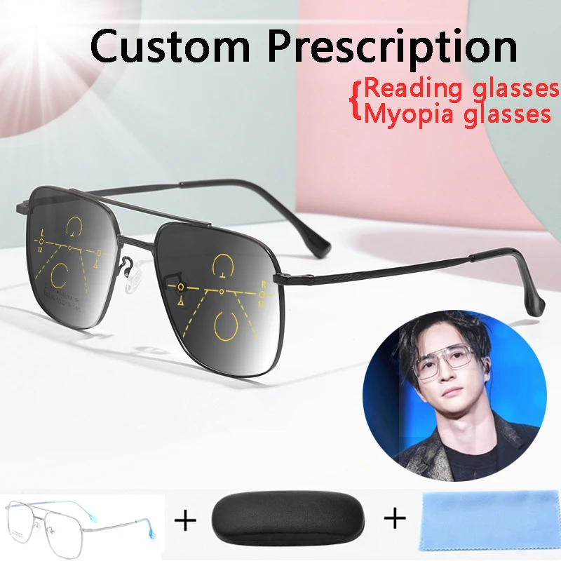 

Newest Multifocal Bifocal Prescription Glasses Unisex Fashion Big Rim Photochromic Sunglasses Anti Radiation Astigmatism Eyewear