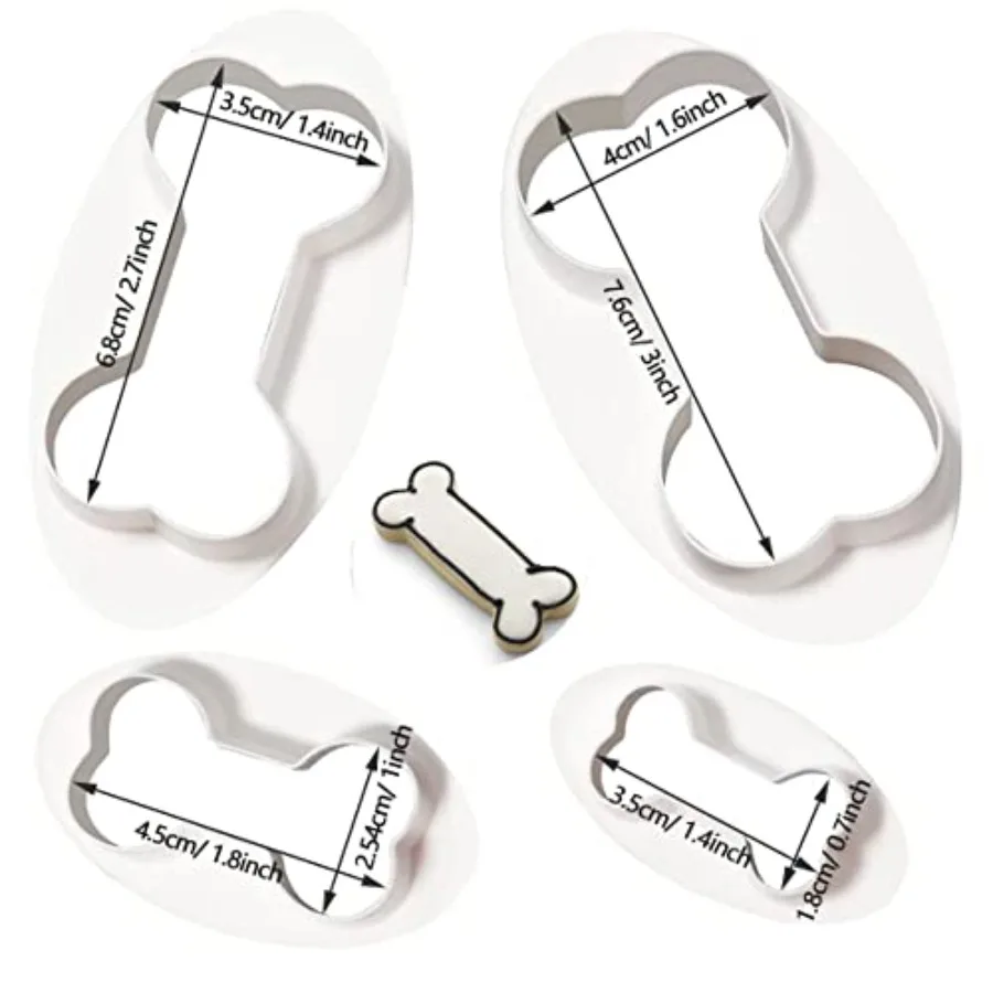 Dog Bone Ce Cutters Bone Shape Ce Cutters 4 Pcs/Set Dog Treats Ce Cutter Hade Dog Biscuit Treats Cutters Plastic Dferent Sizes
